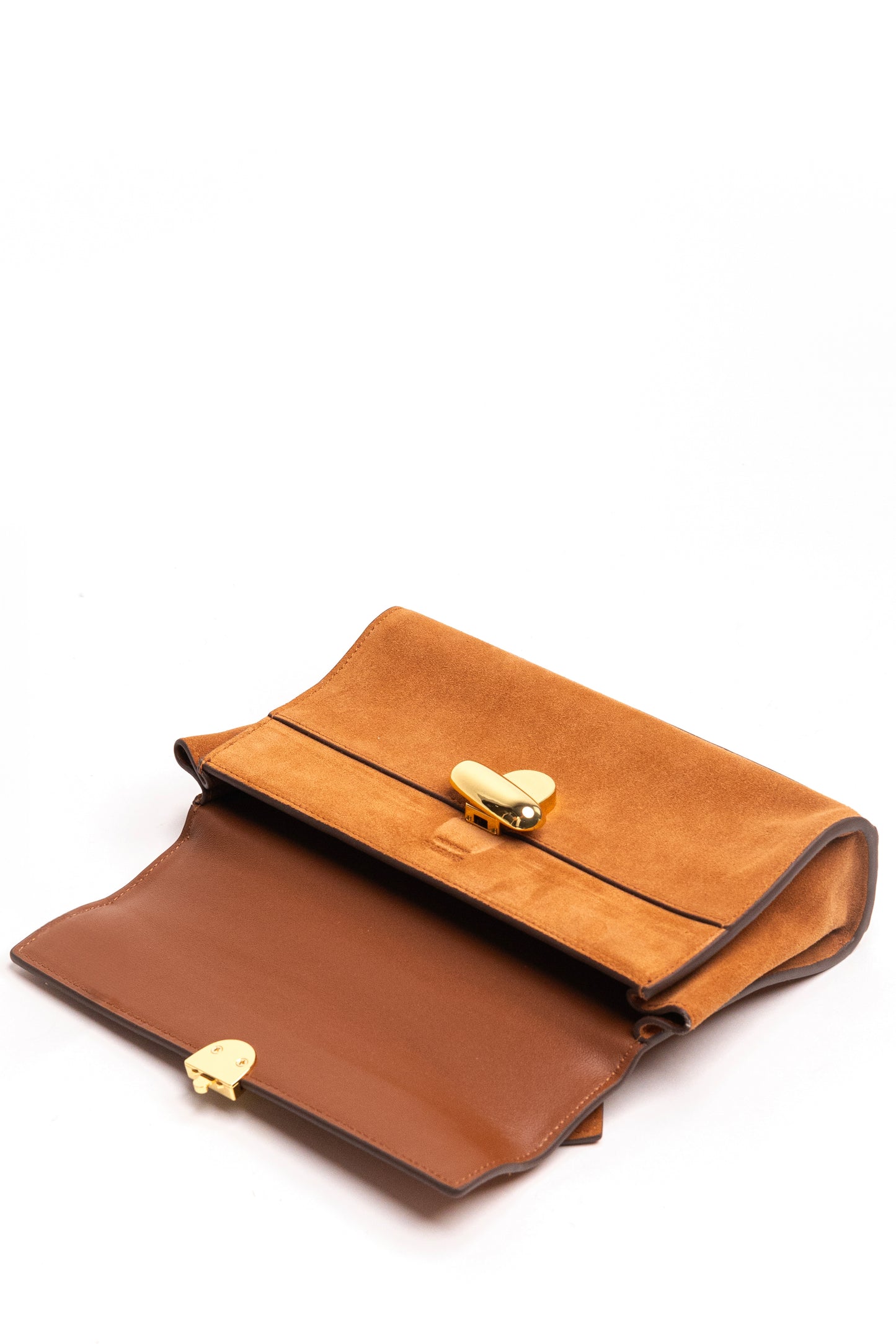 Savette Symmetry Pochette in Saddle Suede
