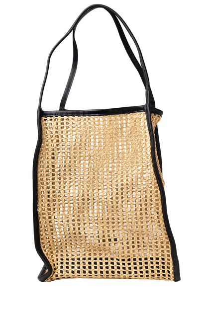 Khaite Tote Natural Raffia and Black Leather Bag